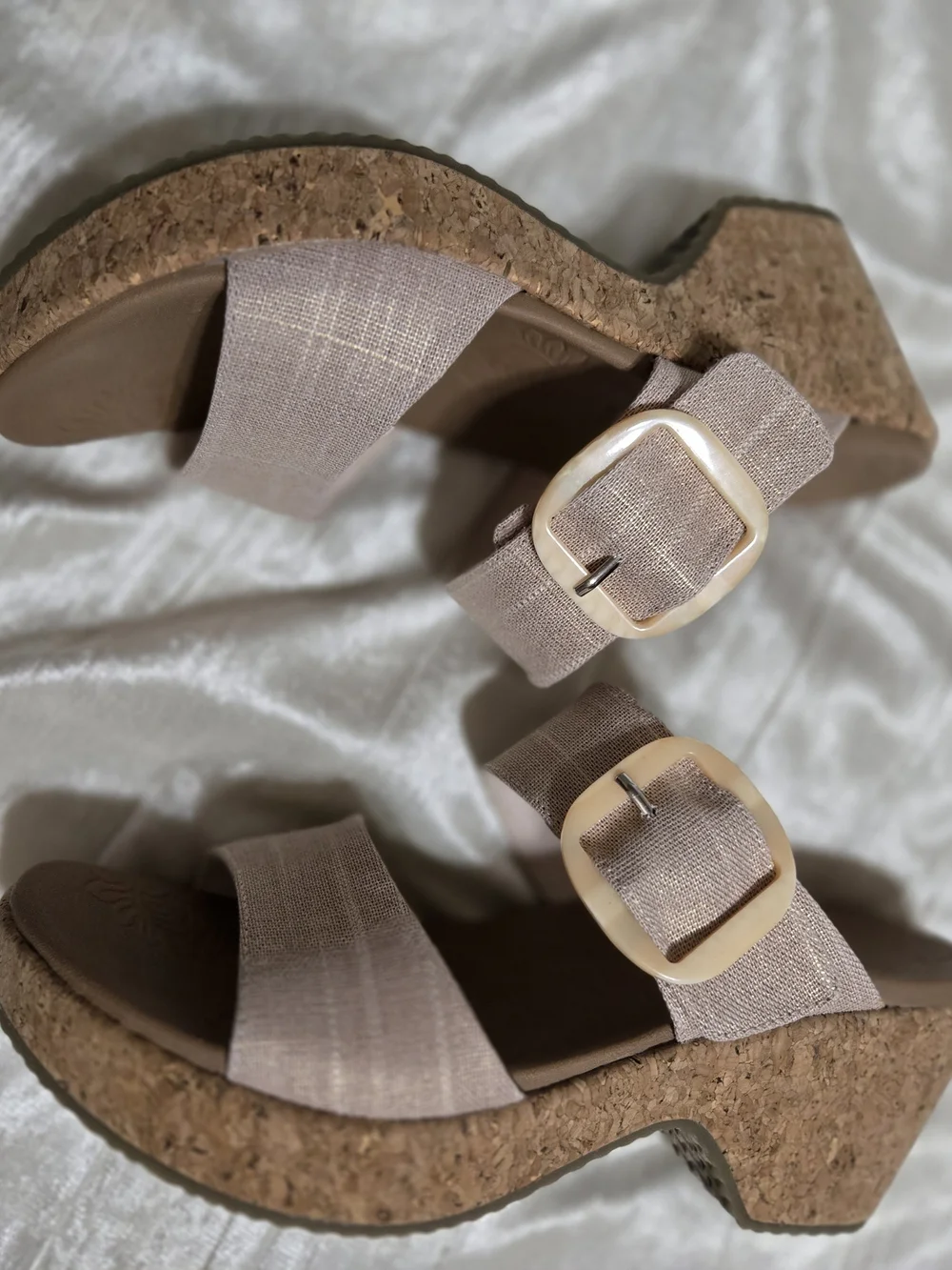 Beige Cork Wedge Sandals - Women Size 7 1/2 SKECHERS NWOB